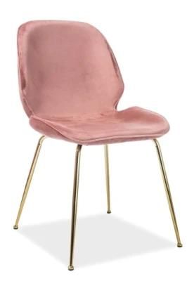 Modern Restaurant Furniture Dinner Velvet Leisure Fabric Dining Room Chair Gold Chrome Leg Upholstered Dining Chair