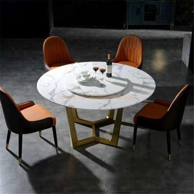 Coffee Shop Marble Top Gold Stainless Steel Dining Room Side Table Round Tea Table