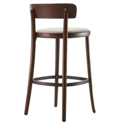 Dining Restaurant Chair Stool Rattan Seat Chair Wood Barstool