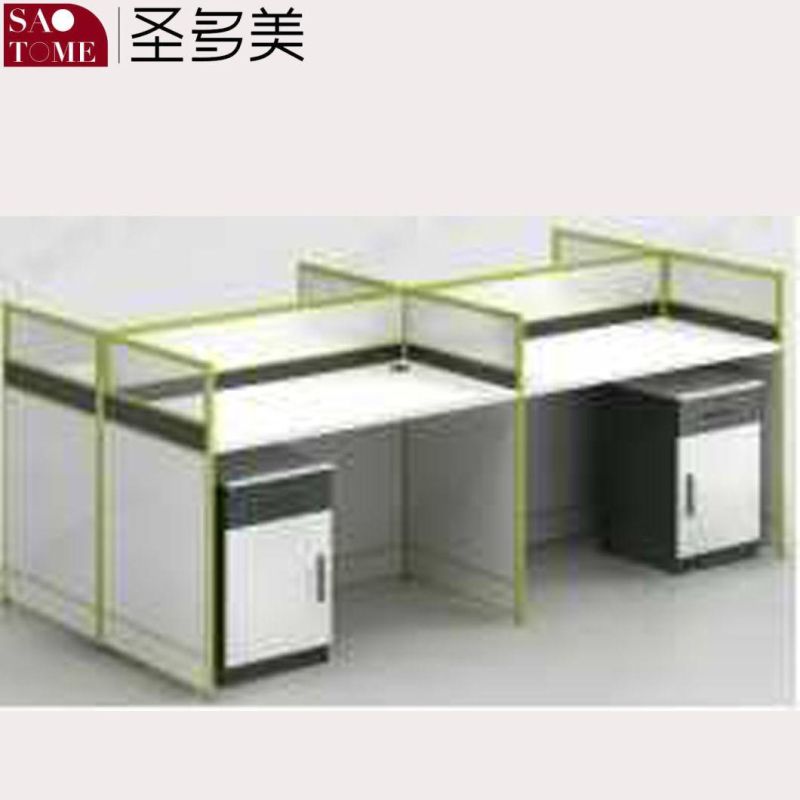 Modern Office Furniture Ordinary Four-Person Office Desk with Side Cabinet