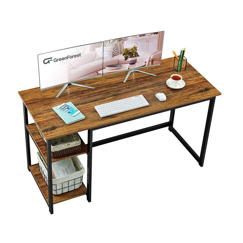 Office Desk with 2-Tier Storage Shelves 47 Inch Computer Desk Modern PC Laptop Workstation Study Working Writing Desk