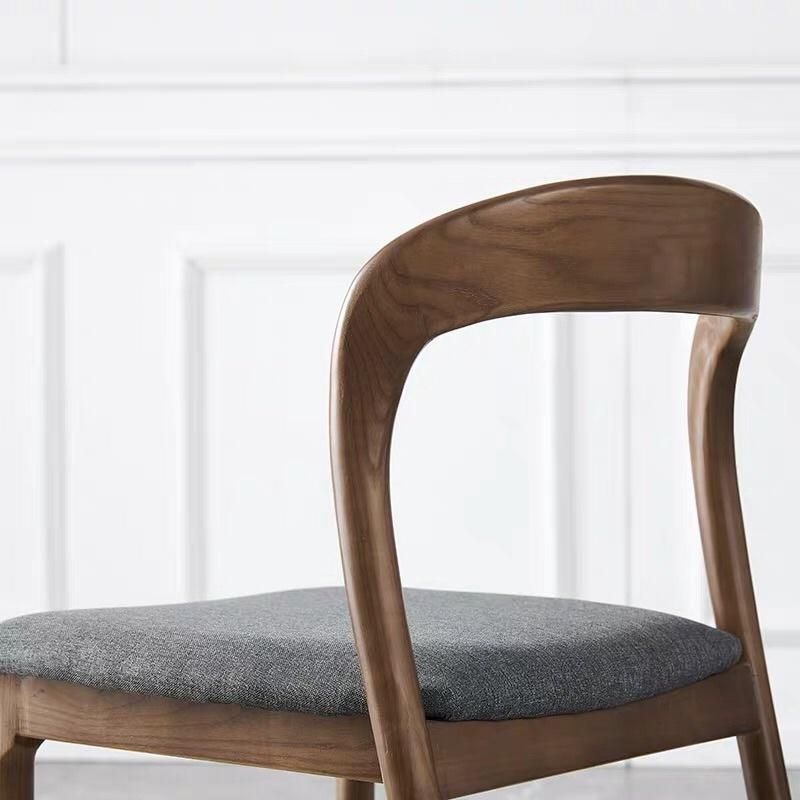 Sell Well Nordic Solid Wood Household Modern Simple Negotiation Backrest Cloth Dining Chair
