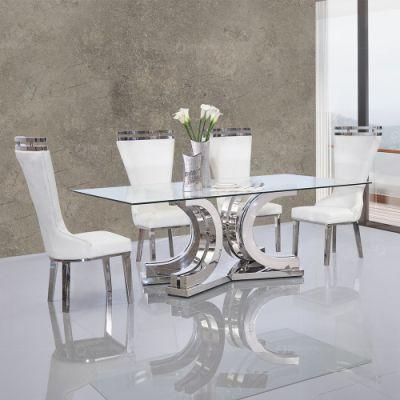 Silver Stainless Steel Furniture Modern Dining Tables for Home