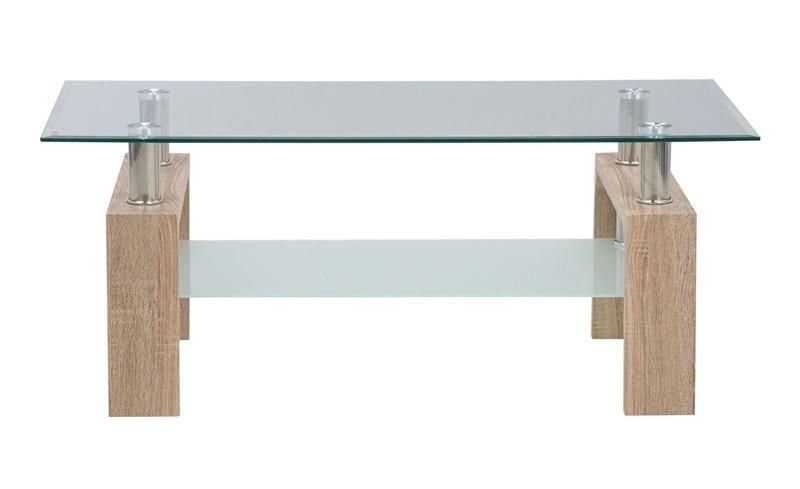 High Quality Double Layer Tempered Glass Table Living Room Furniture MDF Legs or Metal Legs Optional Coffee Table