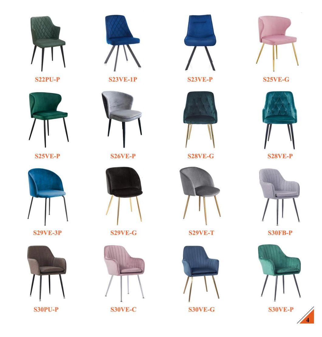 Modern Arm Fabric Velvet Dining Chairs with Metal Legs