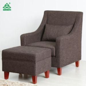 High End Newest Upholstery Wooden Hotel Single Sofa with Ottoman