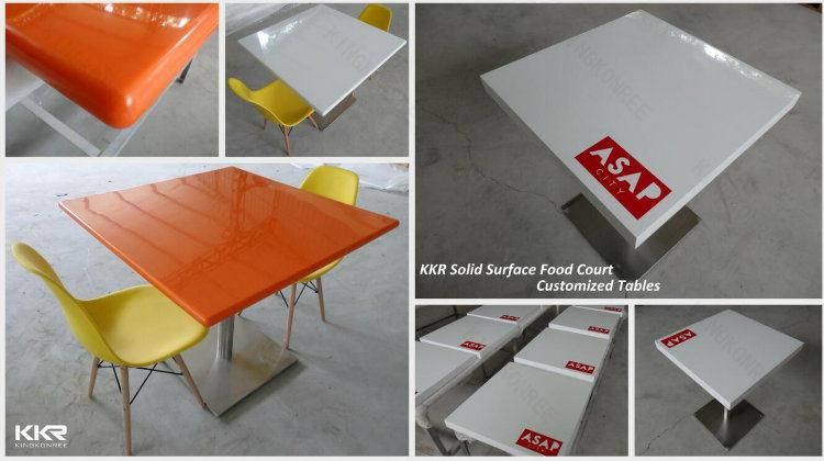 White 2 Seaters Square Solid Surface Restaurant Dining Tables