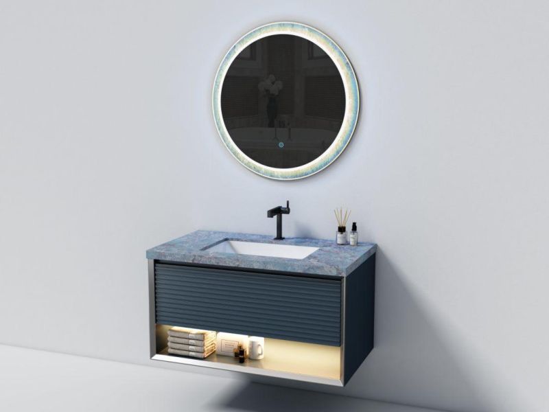 Gray Luxury Melamine Bathroom Vanity with Touched LED Mirror