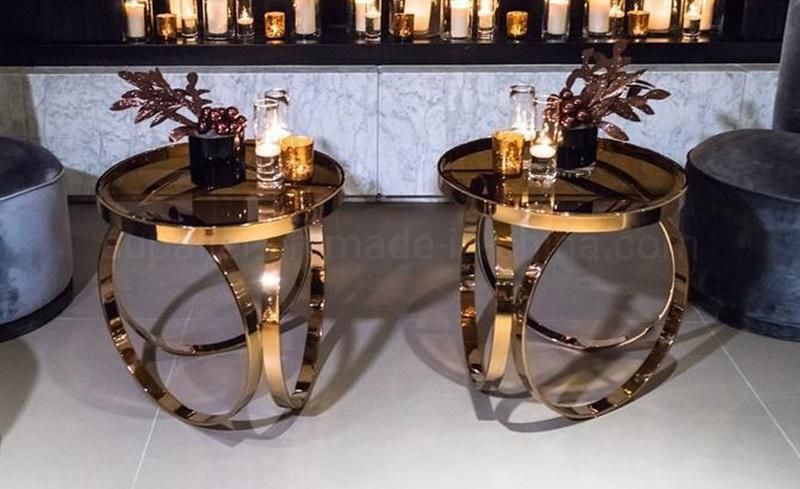 Nodic Design Copper Glass Coffee Table Gold Frame