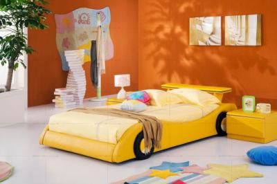 Cool Yellow Car Toddler Kids Beds Set Upholstered Children Bedroom Furniture Child Single Bed for Boys/Girls