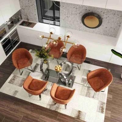 Living Room Furniture Glass Modern Stainless Steel Dining Tables