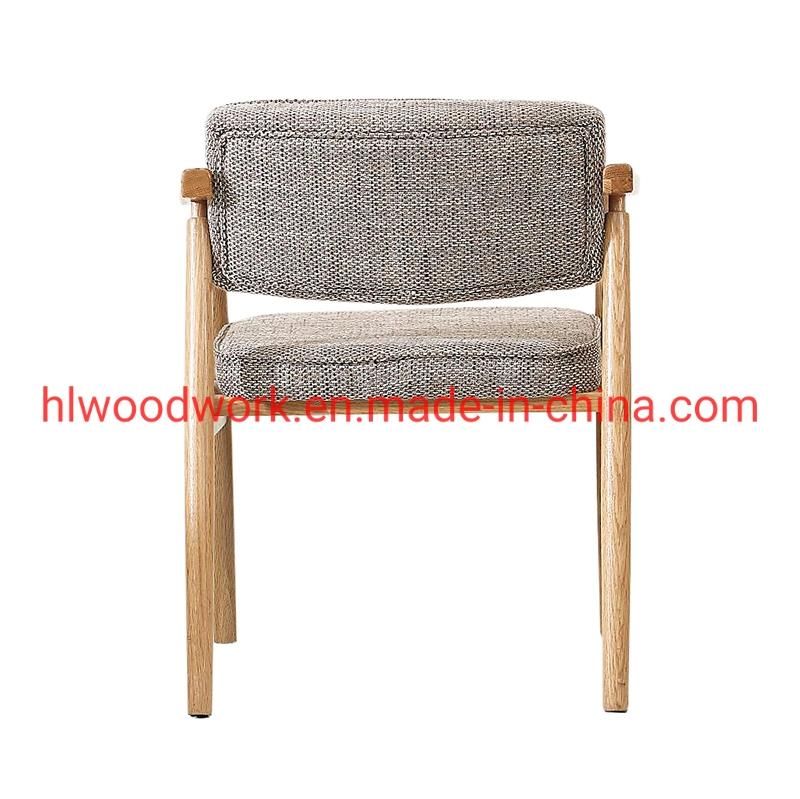 Leisure Chair Dining Chair Oak Wood Frame Natural Color Fabrice Cushion Browm Color furniture Wooden Furniture Office Furniture