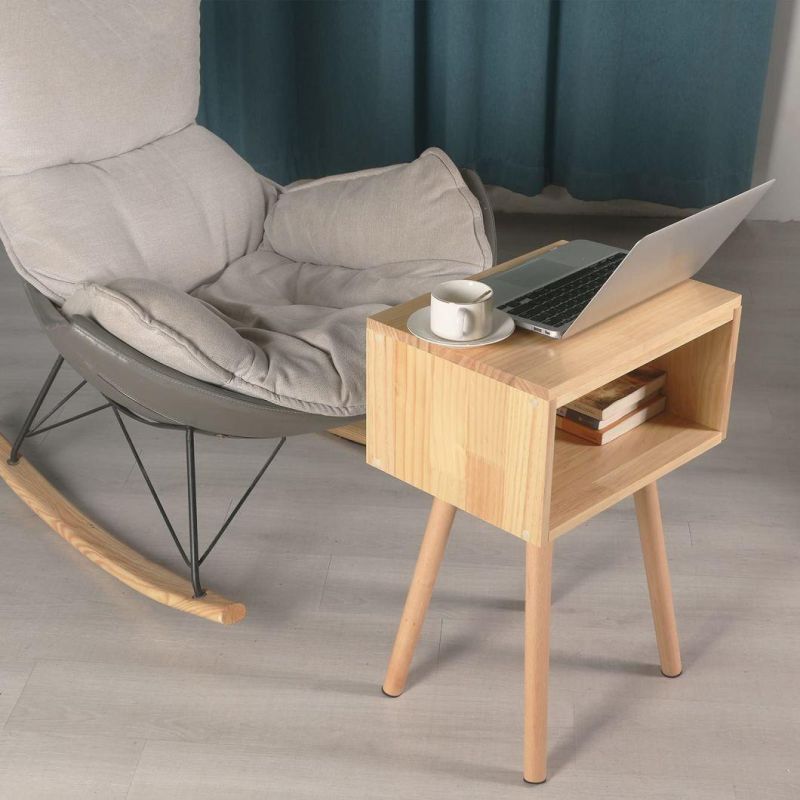 Solid Wood Nightstand MID-Century Modern Bedside Table Minimalist and Practical End Side Table, Natural Wood