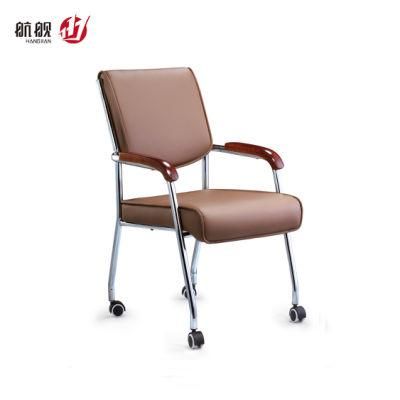 Middle Back Leather Office Furniture with Wheels Meeting Chair