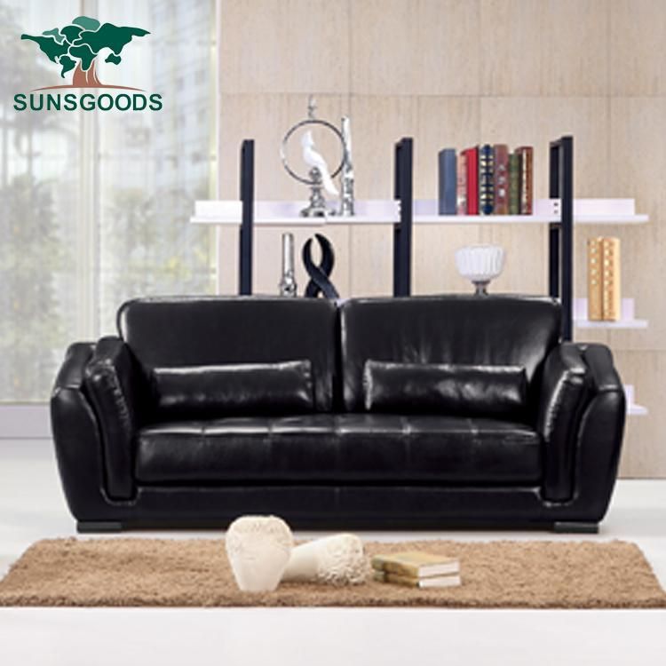 Black Colour Real Leather Sofa Furniture for Living Room
