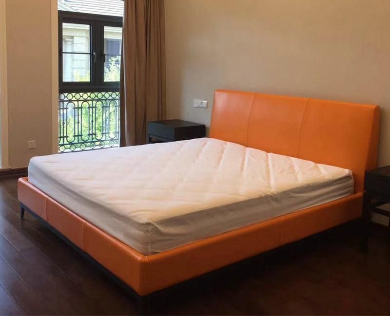 China Wholesale Minimalist Bedroom Furniture Metal Frame Genuine Leather Upholstery Bed