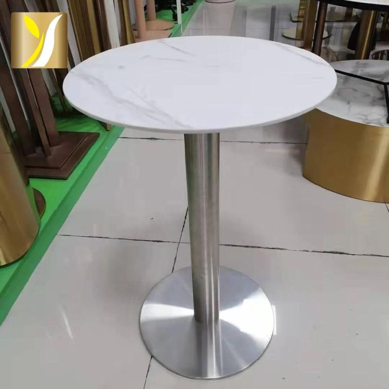 Modern Simple Milk Tea Shop Stainless Steel Round Wall Table for The Living Room / Bedside / Coffee Room Decorate Side Table