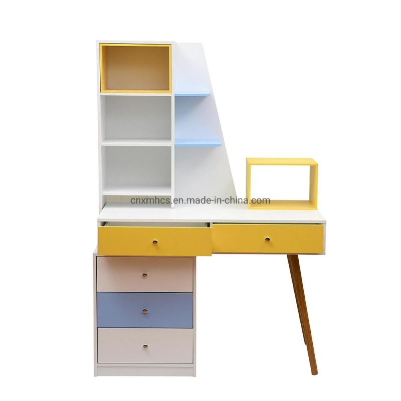 Customized Wooden Desk Bookcase Kids Table Computer Desk Bookcase Home Study Table for Storage Shelf