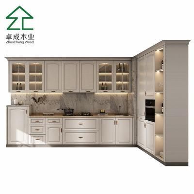 L Style White Kitchen Cabinet with Handle and Hinge