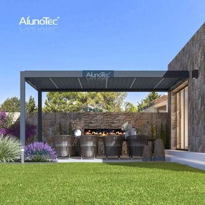 AlunoTec Aluminium Pergola Louvered Roof Summer House Windproof Balcony Modern Gazebo for Garden
