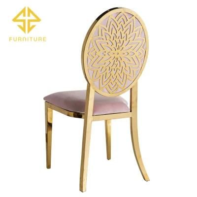Royal Hotel Wedding Stainless Steel Dining Chair with Special Back Design