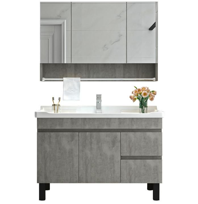 Modern Bathroom Cabinet Vanity with Half Mirror Cabinet, Floor Mounted