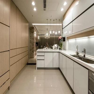 Project House High Quality Kitchen Cabinets Set Simple Designs Modern White L Shaped Handless Kitchen Cabinet