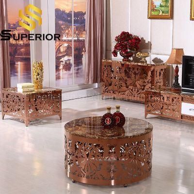 China Direct Rose Gold Coffee Tea Table with Marble