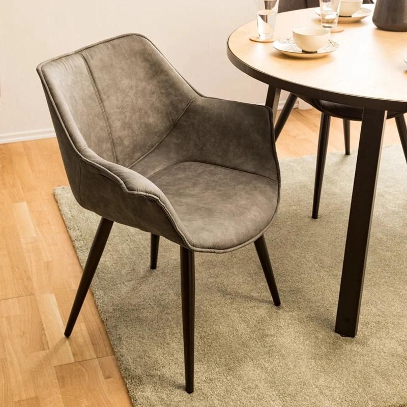 Japanese-Style Household Armchair Double Stitching Wear-Resistant Cowboy Fabric Dining Room Chair