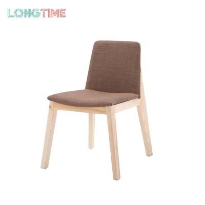 Modern Dinner Restaurant Cafe Hotel Furniture Wooden Legs Fabric Dining Chairs