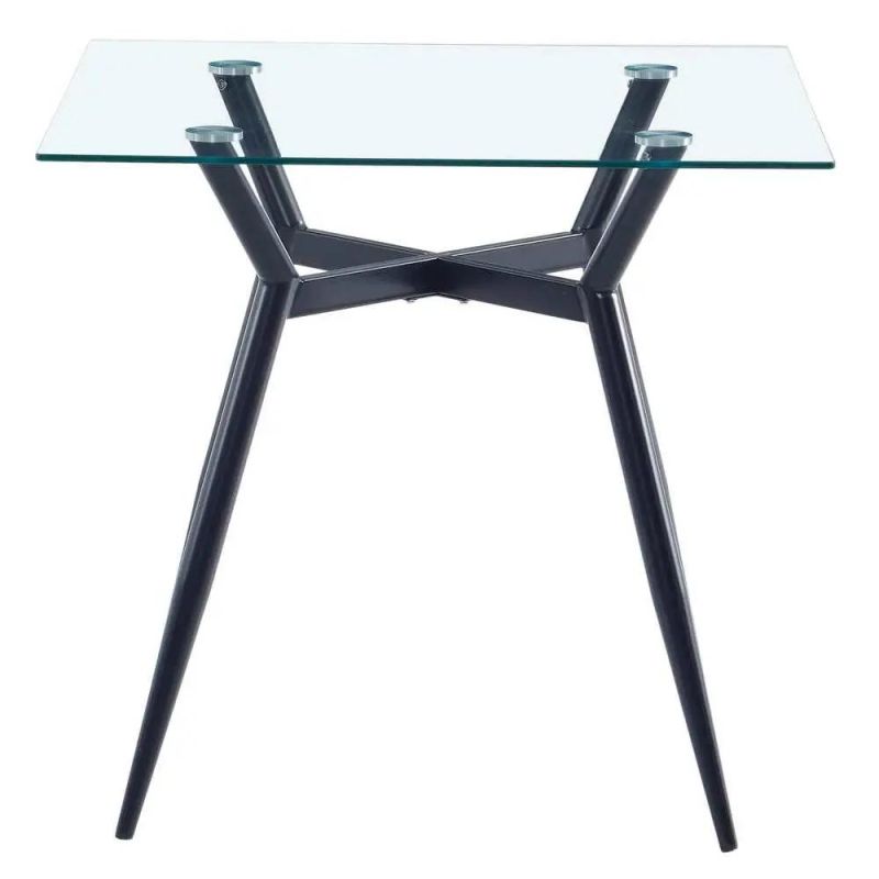 Home Dine Furniture Square Clear Glass Top Metal Base Dining Table
