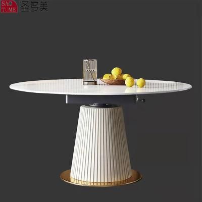 New Design Slate Round Top Dining Table with Metal Legs