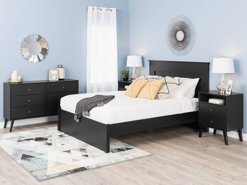 Nova Black Modern Engineered Wood Dresser with 6-Drawer