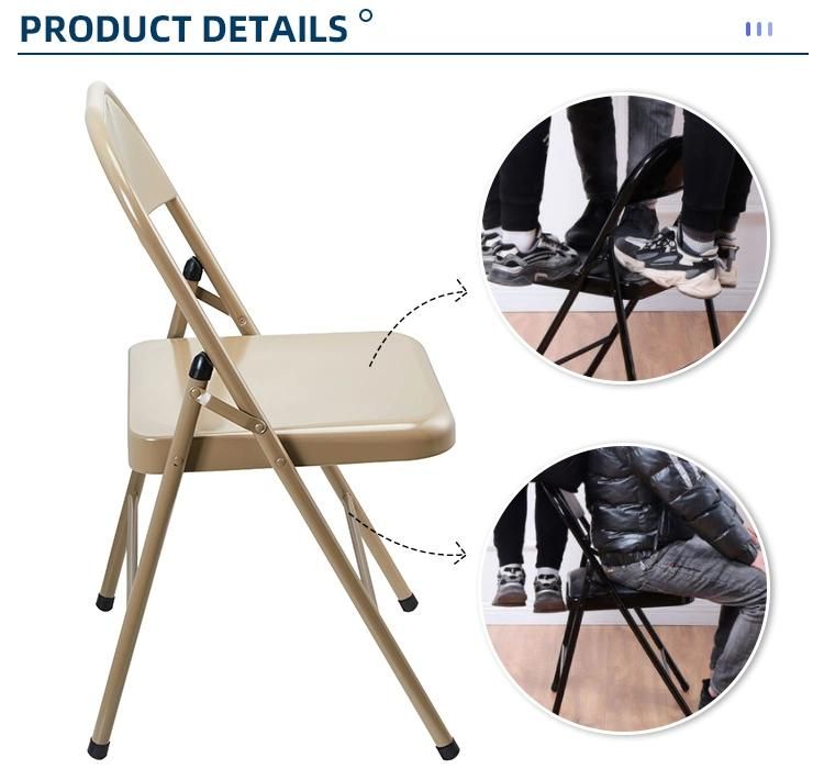 Wholesale Living Room Foldable Wedding Party Events Metal Frame Brown Folding Chairs