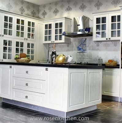 European Style Transparent Modular White MDF PVC Kitchen Cabinet