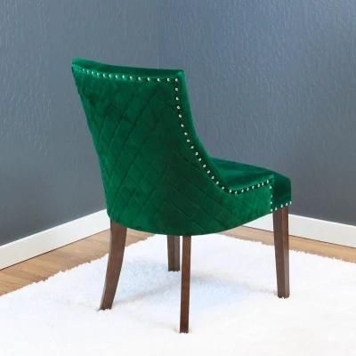 Luxury Design Restaurant Modern Fabric Dining Green Dining Velvet Chairs with Golden Legs