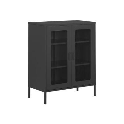 2 Door Metal Cabinet Storage Organizer Living Room Furniture