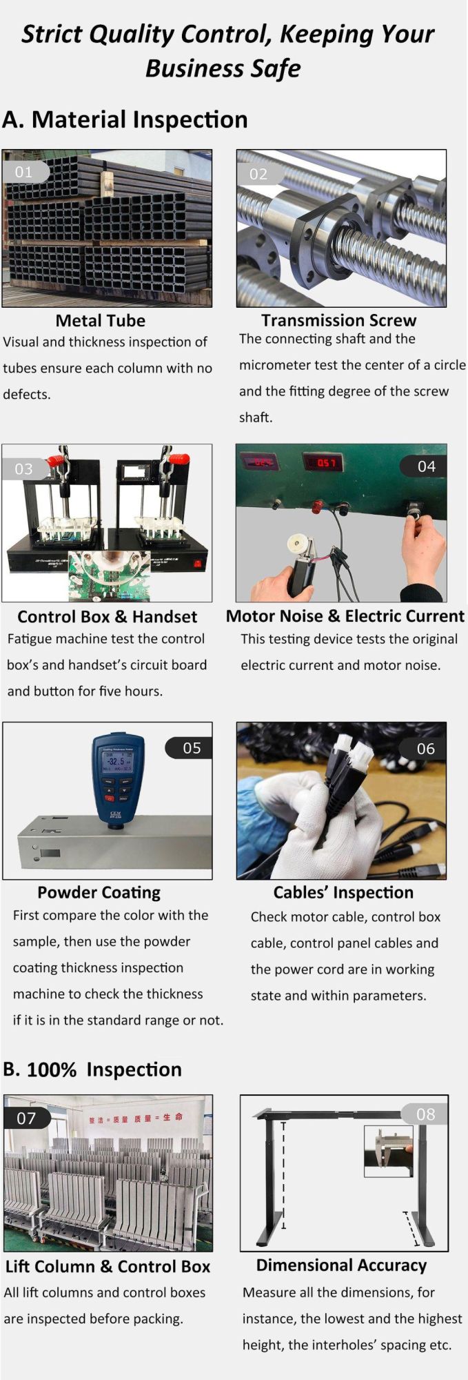 Convenient Use Manufacturer Electric Sit Standing Desk with Good Production Line