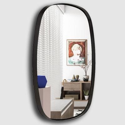 Customized Oval Metal Black Framed Design Bathroom Wall Unique Mirror for Decor