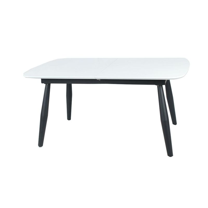 Dining Room Hotel Banquet Furniture Simple Design MDF Matte White Top Metal Steel Dining Table