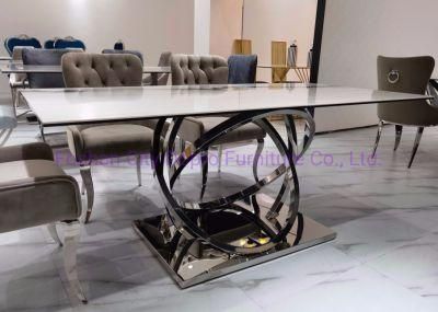 Hot Sale Sintered Stone Top Stainless Steel Dining Table Set