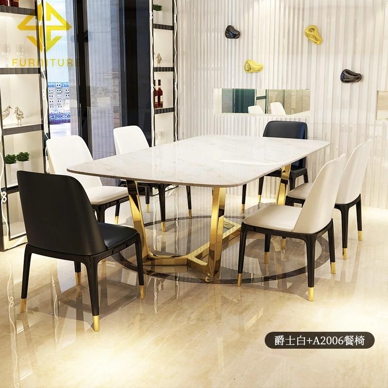 Fancy Marble Top Stainless Steel Table for Dining Room