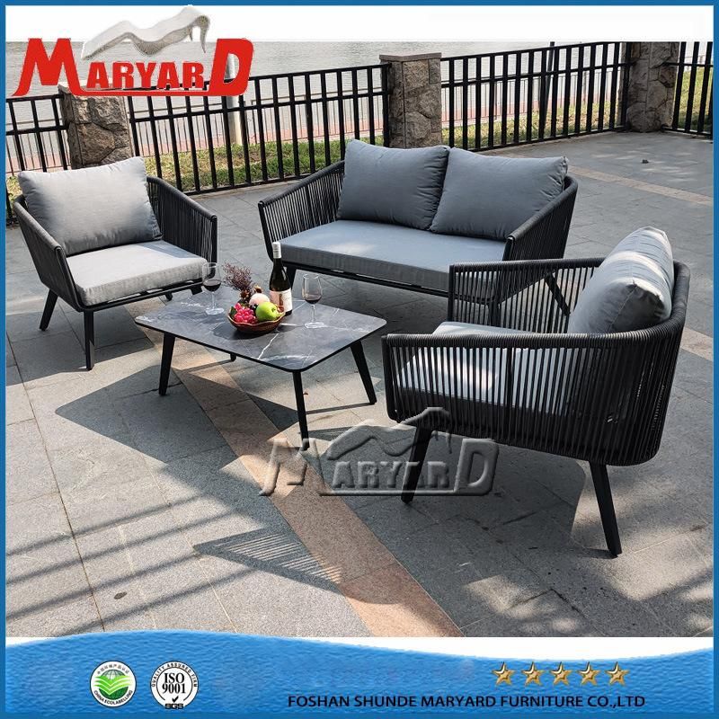 Modern Hot Sale Hotel Outdoor Leisure Rope Terrace Dining Furniture Table and Chair