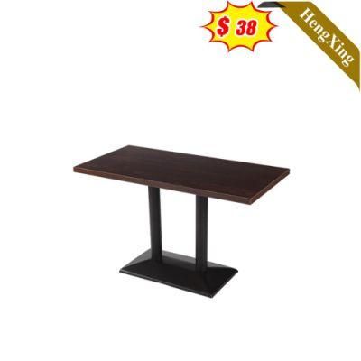 Dark Black Color Hot Sell Wooden Restaurant Coffee Furniture High Quality Square Dining Table with Metal Base