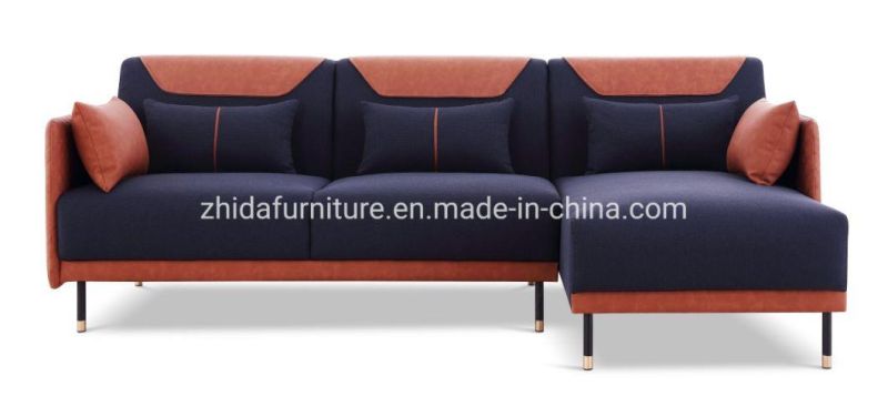 Modern Design L Shape Metal Legs Fabric Living Room Sofa
