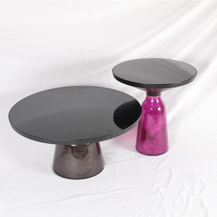 Office Furniture Purple Glass Countertop Coffee Table