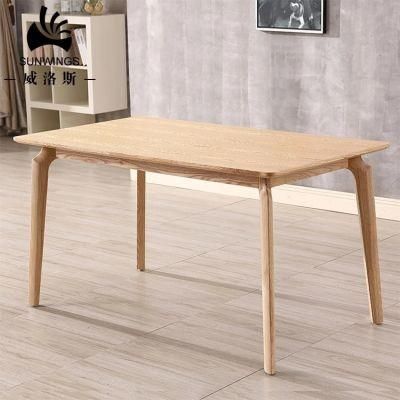 Natural Color Simple Wooden Dining Table Set Veneer Table