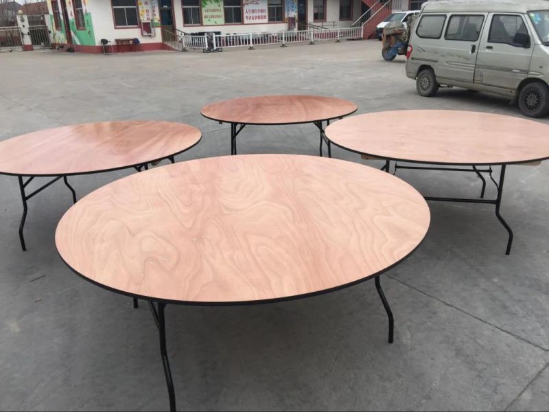 36′′ Round Wood Folding Table with Vinyl Edge