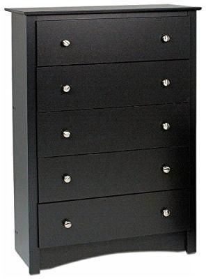 Classic Furniture Coffee Table Wooden Cabinet Black Sonoma 5 Drawer Chest Sideboard in Bedroom