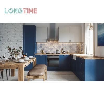 From China Modern Apartment Blue L-Style Kitchen Cabinets (KPE13)